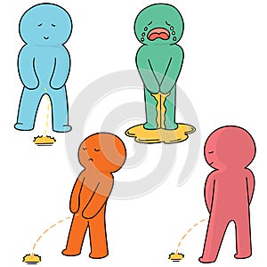 Vector set of man peeing