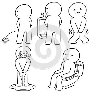 Vector set of man peeing