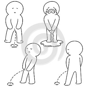 Vector set of man peeing
