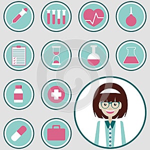 Vector set of medical icons. medical equipments, tools. colorful template web and mobile applications. flat design.