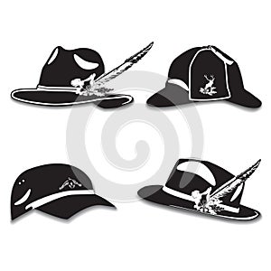 Vector set of men`s hats, deerstalker hat and cap in flat style