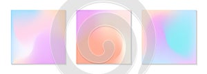 Vector set of mesh gradient backgrounds in soft pastel colors