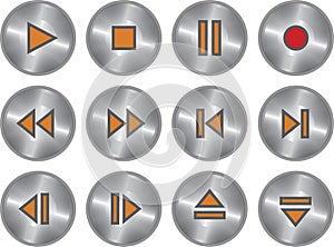 Vector set of metallic multimedia buttons