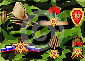 Vector set of military objects