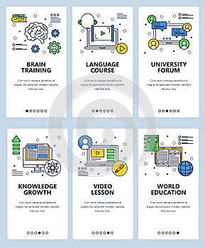 Vector line art web and mobile app template set