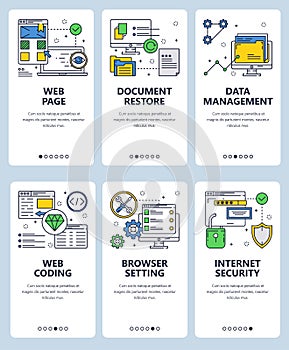 Vector line art web and mobile app template set
