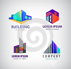 Vector set of modern building logos, company icons