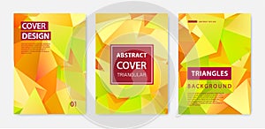 Vector set of modern cover design templates. Geometric facet shapes, abstract geometric flyers, annual reports, pages