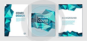 Vector set of modern cover design templates. Geometric facet shapes, abstract geometric flyers, annual reports, pages