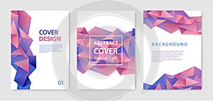 Vector set of modern cover design templates. Geometric facet shapes, abstract geometric flyers, annual reports, pages