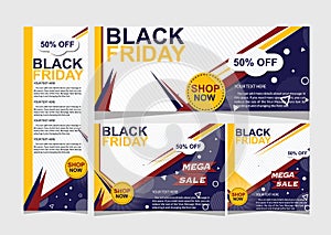 Vector set of modern discount vouchers for black friday sale. Template for gift cards, coupons and certificates. Isolated from the