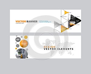 Vector set of modern horizontal website banners with circles, tr
