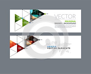 Vector set of modern horizontal website banners with circles, tr