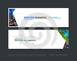 Vector set of modern horizontal website banners with colourful d