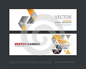 Vector set of modern horizontal website banners with yellow arro