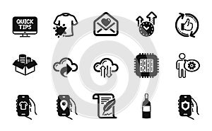 Vector set of Money box, Wine bottle and Time management icons simple set. Vector