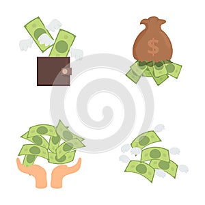 Vector set of money illustrations photo