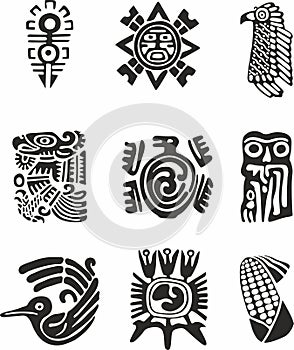 Vector set of monochrome Indian symbols