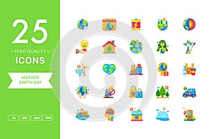 Vector set of Mother Earth Day icons