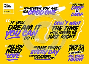 Vector Set of Motivational Quotes. Inspiring Short Phrases.