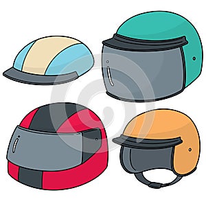 Vector set of motorcycle helmet