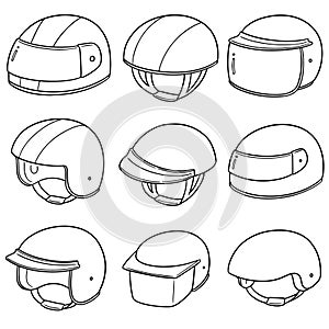 Vector set of motorcycle helmet