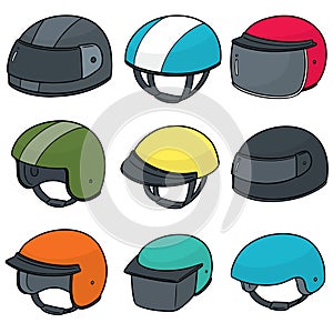 Vector set of motorcycle helmet