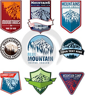 Vector set of mountain logo emblems