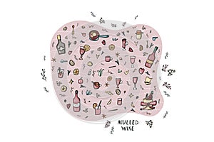 Vector set of mulled wine elements and objects.