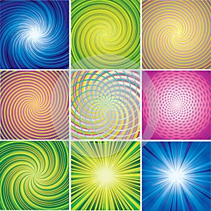Vector set of multicolored shining backgrounds