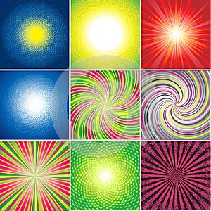 Vector set of multicolored shining backgrounds