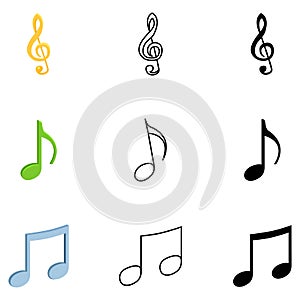 Vector Set of Music Notes Symbols.