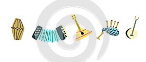 Vector set of musical instruments. Orchestra classical and ethnic instruments