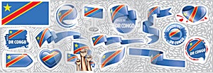 Vector set of the national flag of Democratic Republic of the Congo