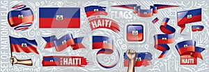 Vector set of the national flag of Haiti in various creative designs