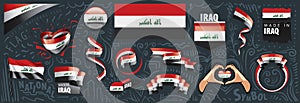 Vector set of the national flag of Iraq in various creative designs