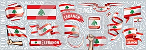 Vector set of the national flag of Lebanon in various creative designs