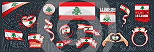 Vector set of the national flag of Lebanon in various creative designs