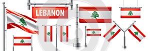 Vector set of the national flag of Lebanon in various creative designs