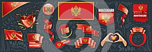 Vector set of the national flag of Montenegro in various creative designs