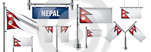 Vector set of the national flag of Nepal in various creative designs