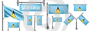 Vector set of the national flag of Saint Lucia in various creative designs