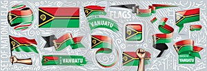 Vector set of the national flag of Vanuatu in various creative designs