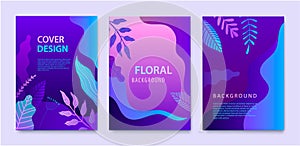Vector Set of nature covers, brochure, annual report design templates for beauty, spa, wellness, natural products
