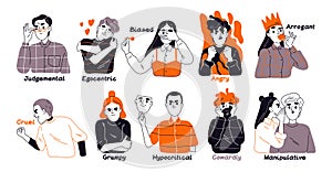 Vector Set of Negative personality traits
