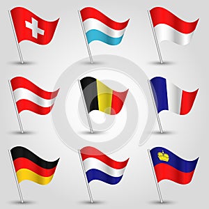 Vector set of nine flags states of western europe