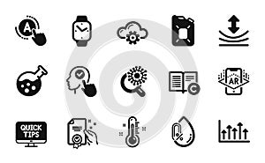 Vector set of No alcohol, Chemistry lab and Select user icons simple set. Vector