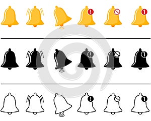 Vector set of notification bells icons.