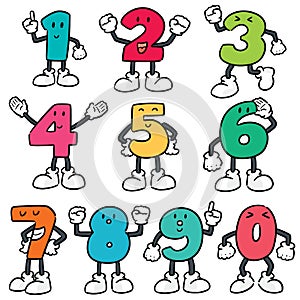 Vector set of number cartoon