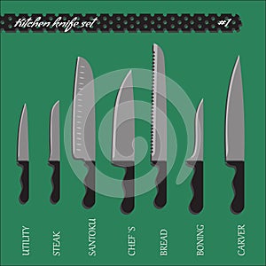 Vector set number one kitchen knives